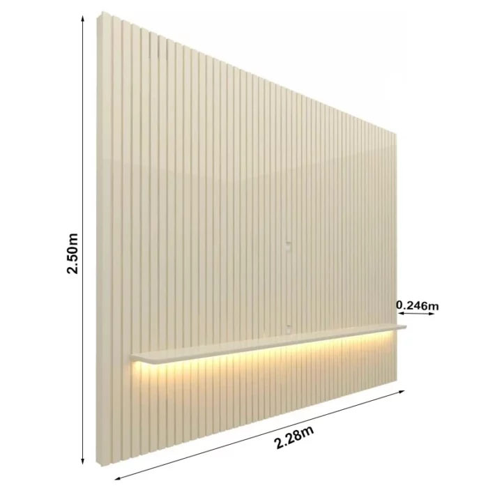 Painel Nobre Ripado 100% MDF C/LED Larg. 2.30m TV até 85  Gelius (P-ok) - Image 4