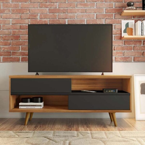 Rack Bancada NT 1180 Larg.1.35m para TV até 50 Polegadas Freijó/Preto Notável