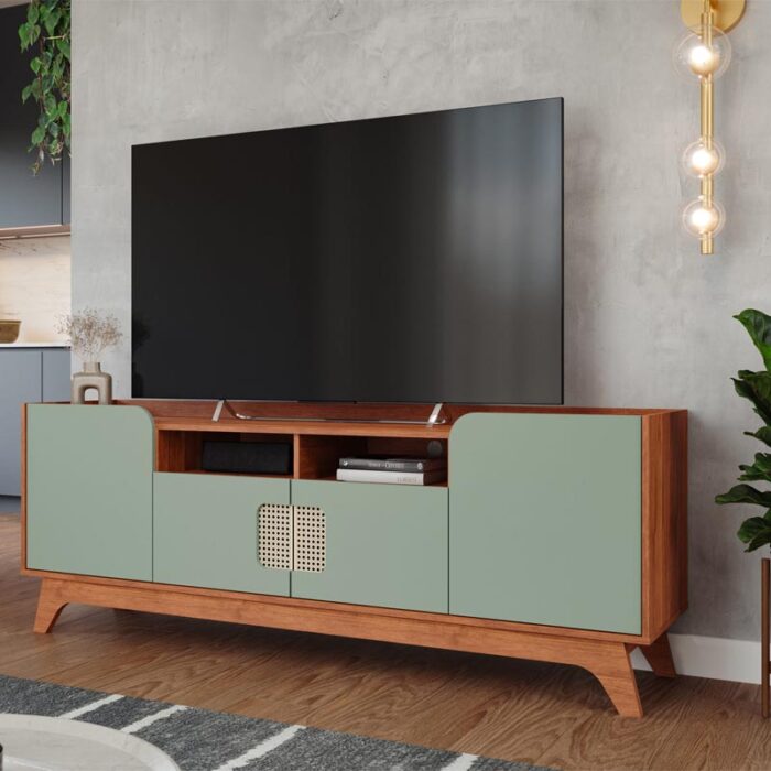 Rack Bancada Paris Larg. 1.80m 100% MDF Cinamomo/Sálvia Permóbili