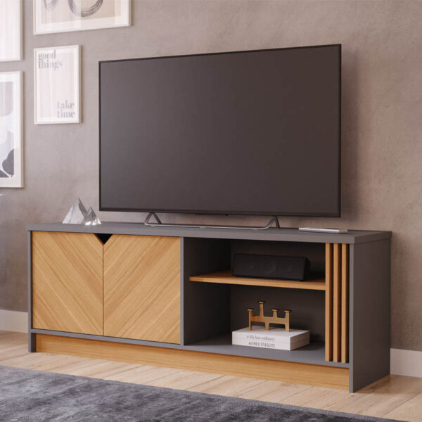 Rack Bancada Volpi Larg. 1.54m 100% MDF Grafite/Nature Permóbile