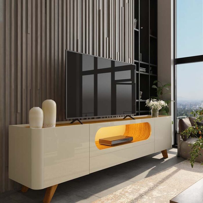 Rack Bancada Nobre Larg.2.10m TV até 70″ Off/Naturale Gelius