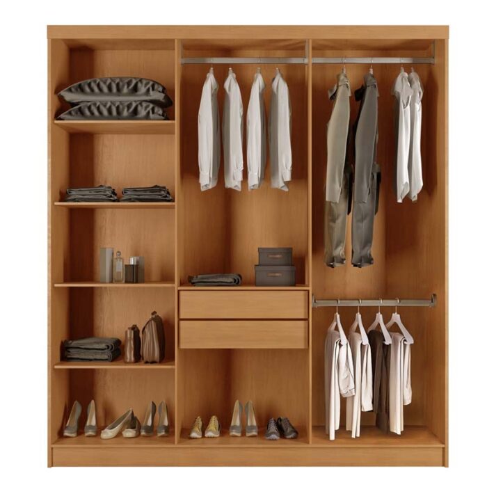 Roupeiro Cairo Ripado 6 Portas 100% MDF Larg. 1.80m Nature/Off Rufato - Image 2