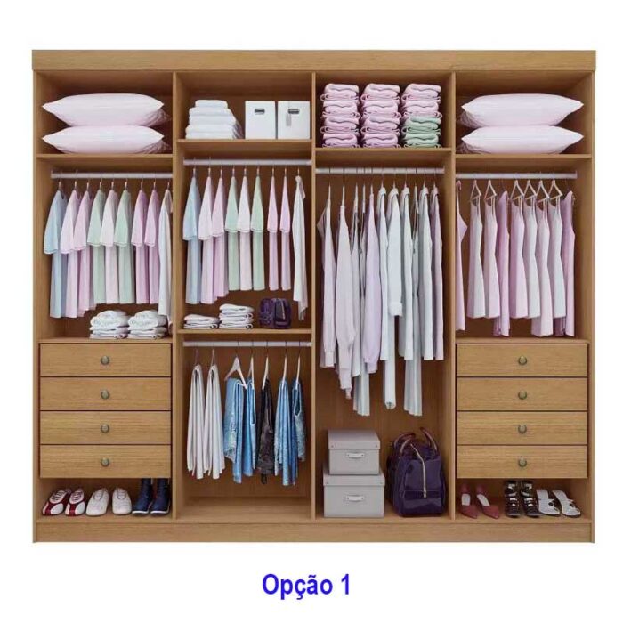 Roupeiro Daymond 8 Portas Ripado 100% MDF Cinamomo D'Doro - Image 2