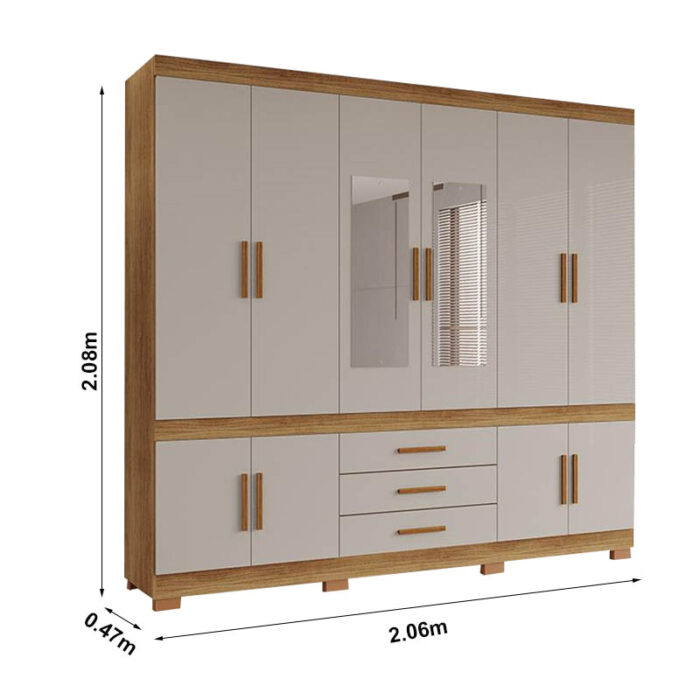Roupeiro Parma Premium Larg. 2.06m Cinamomo/Off Sallêto - Image 3