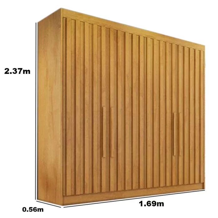 Roupeiro Potente Ripado 4 Portas 100% MDF Larg. 1.69m Peroba Europa - Image 4