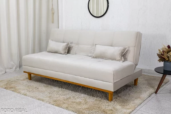 Sofá Cama Madrid larg. 1.80m Molas Bonnel Veludo Bege 2269