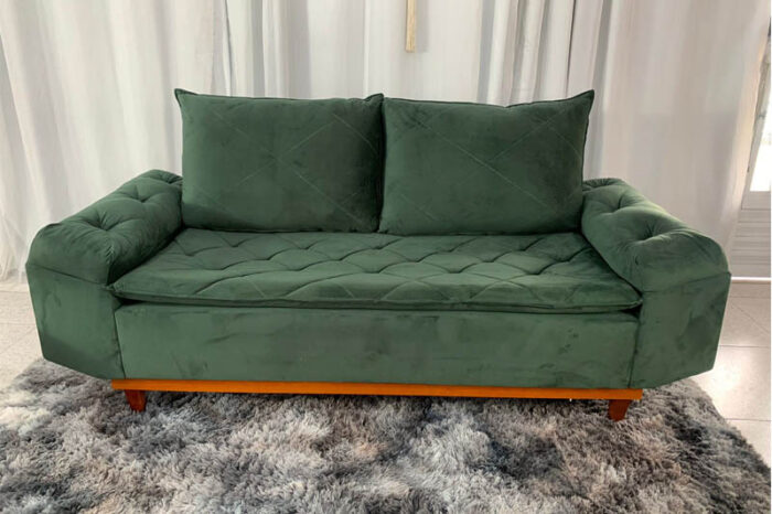 Sofá 3 lugares Bélgica 2.00m Veludo Verde - Image 2