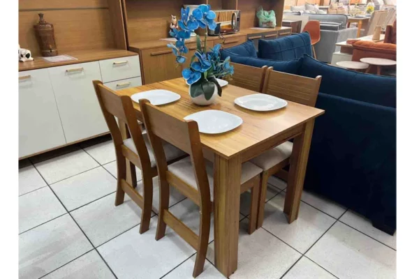 Mesa de Jantar Palace Mel 110×75 com 4 Cadeiras Brisa Assento Bronze Viero (R-ok)