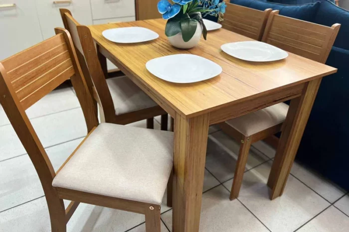 Mesa de Jantar Palace Mel 110×75 com 4 Cadeiras Brisa Assento Bronze Viero (R-ok) - Image 4