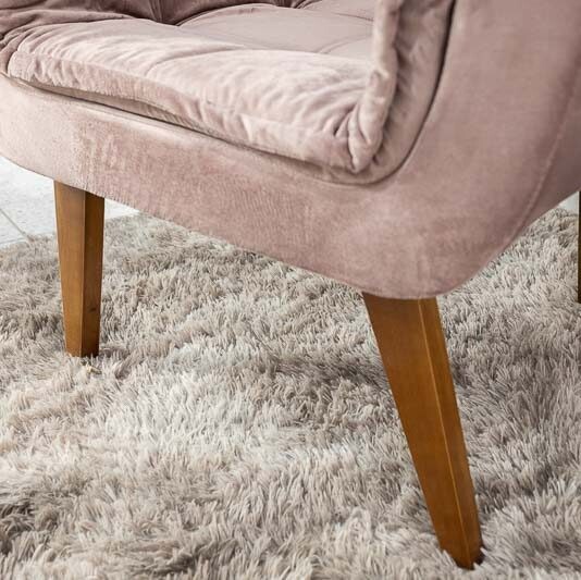 Poltrona Pérola Base Fixa Veludo Rose