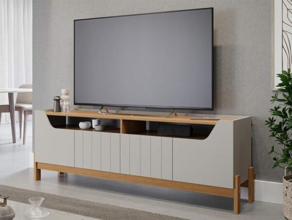 Rack Bancada Moema Para TV até 70 Polegadas 100% MDF Off/Nature Permóbili
