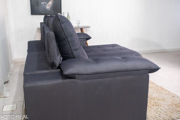 Sofá Retrátil Reclinável Stivie 2.50m Veludo Cinza 4325 - D33 e Molas Ensacadas