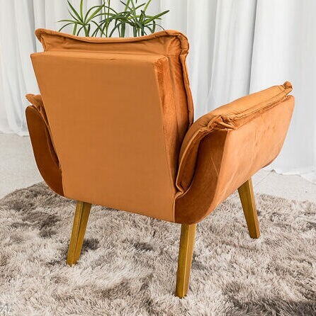 Poltrona Pérola Base Fixa Veludo Terracota