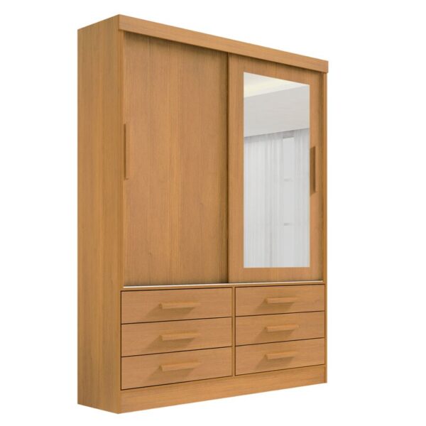 Roupeiro Merídian Plus 2 portas 6 Gavetas Cinamomo Larg. 1.35m D'Doro