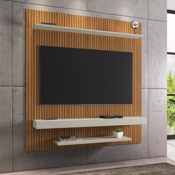 Painel Leme Larg. 1.50m Impressão Ripada 3D Ripado/Off White Bechara (total-ok)