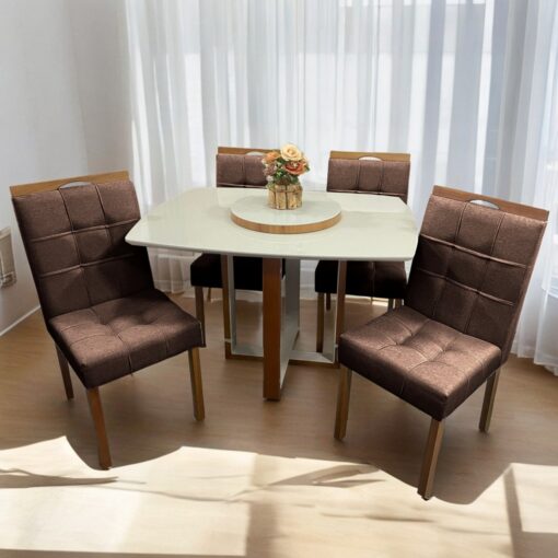 Mesa Atlas  Barril 120×90 com 4 Cadeiras Sophia – ART ASSENTOS + WM DECOR (total-ok)