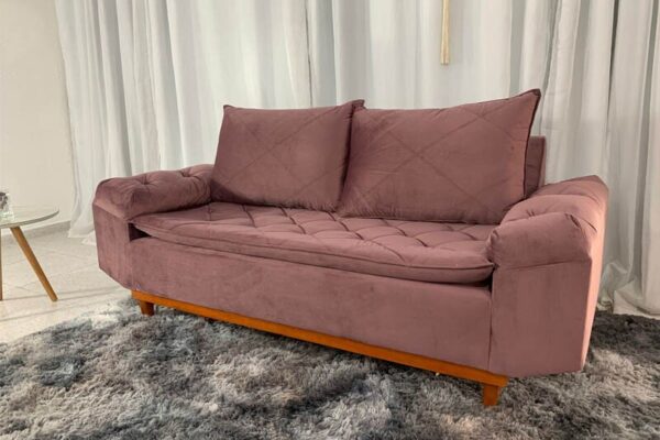 Sofá 3 lugares Bélgica 2.00m Veludo Rose