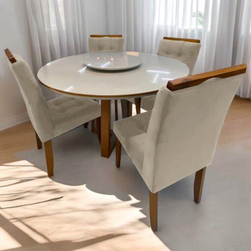 Mesa Redonda Atlanta 120  com 4 Cadeiras Sophia/Capri – MINASPLAC + WM DECOR (total-ok)