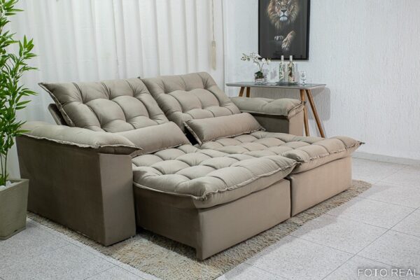Sofá Retrátil Reclinável 2.30m Ipanema Veludo Capuccino 536