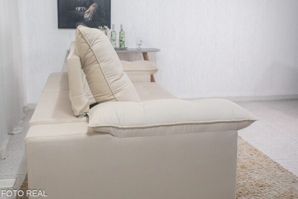 Sofá Retrátil Reclinável Stivie 2.50m Veludo Bege 4310 - D33 e Molas Ensacadas