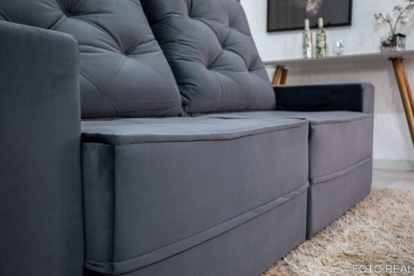 Sofá Retrátil Reclinável Berlim 2.50m Cinza 814 - D33 e Molas Ensacadas