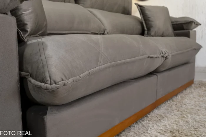 Sofá Retrátil Reclinável Magnum 2.50m Veludo Cinza 813 - Molas Ensacadas - Imagem 7