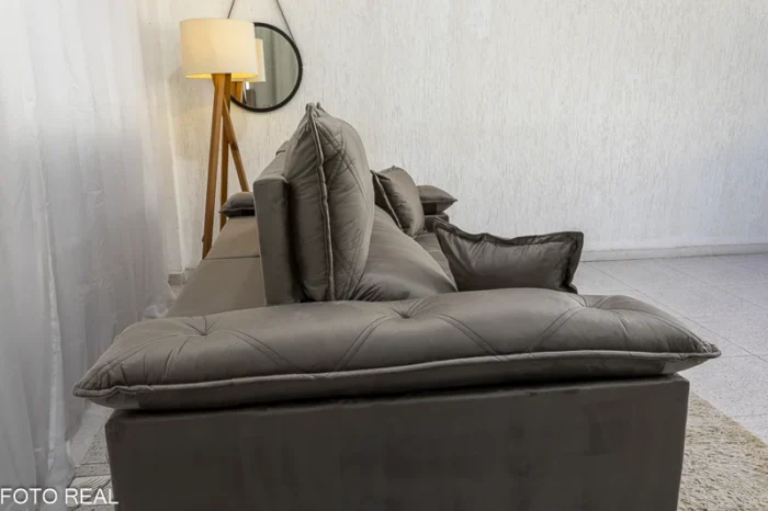 Sofá Retrátil Reclinável Magnum 2.50m Veludo Cinza 813 - Molas Ensacadas - Imagem 8
