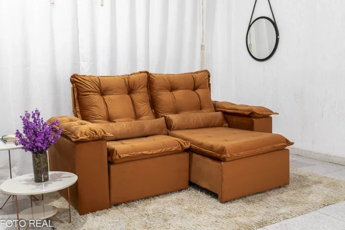 Sofá Retrátil Reclinável Grécia 2.00m Veludo Terracota - Sem Caixa-R - Imagem 7