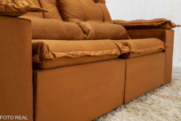 Sofá Retrátil Reclinável Grécia 2.00m Veludo Terracota - Sem Caixa-R - Imagem 3