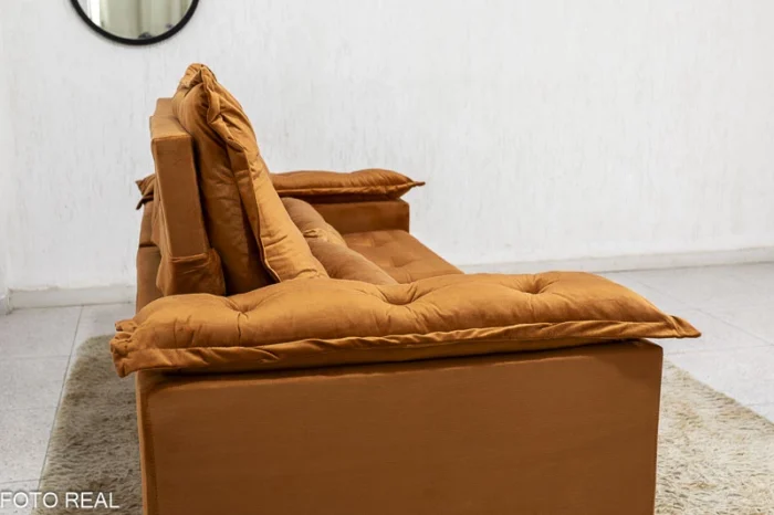 Sofá Retrátil Reclinável Grécia 2.00m Veludo Terracota - Sem Caixa-R - Imagem 5