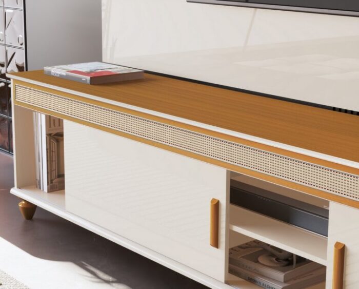 Painel até 75″ Bliss + Rack Comodoro 2.18 Off White/Cedro – EDN MÓVEIS (total) - Imagem 3
