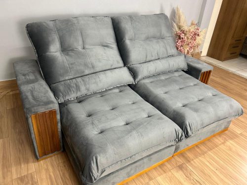 Sofá Retrátil e Reclinável Búzios 2.30m – Cinza Veludo