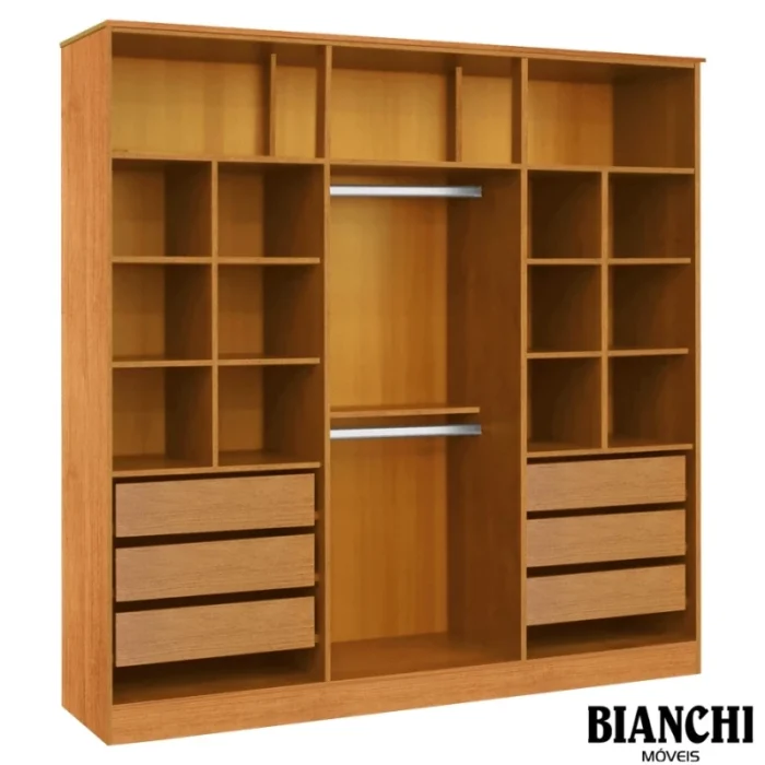 Roupeiro Bianca 6 Portas Larg. 2.30m 100% MDF Nature/Off - Bianchi(rufer) - Imagem 2