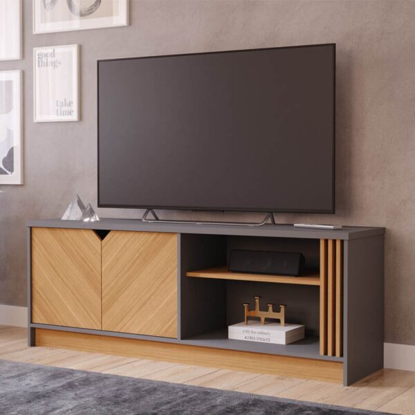 Rack Bancada Volpi Larg. 1.54m 100% MDF Grafite/Nature Permóbile