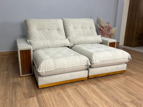 Sofá Retrátil e Reclinável Búzios 2.50m – Bege Veludo