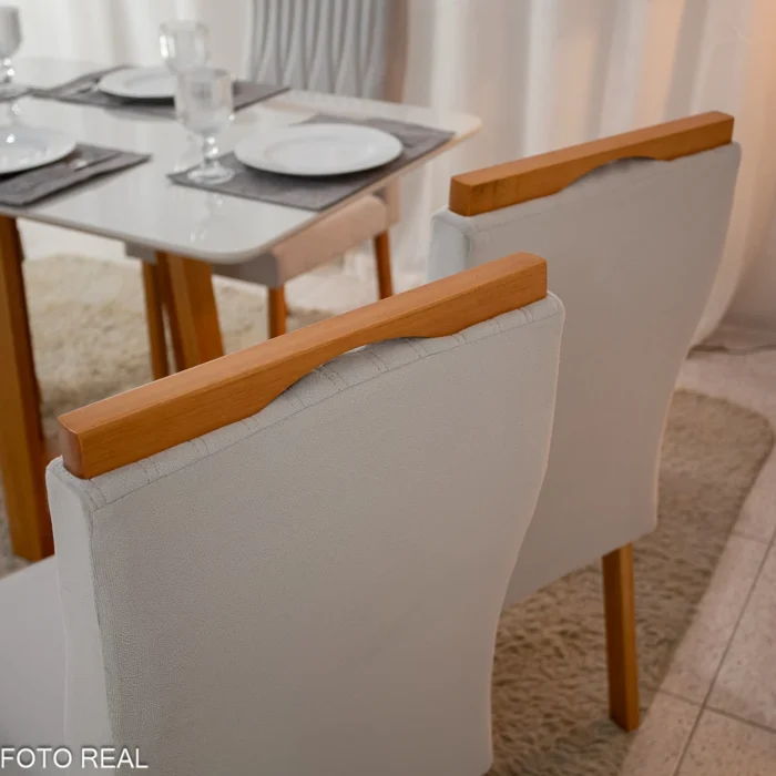 Mesa Pedro Mel Vidro OFF 120×80 4 Cadeiras Genova Veludo Prata 514 Madeira Maciça Art Assento - Entregue Montada(rufer) - Imagem 5