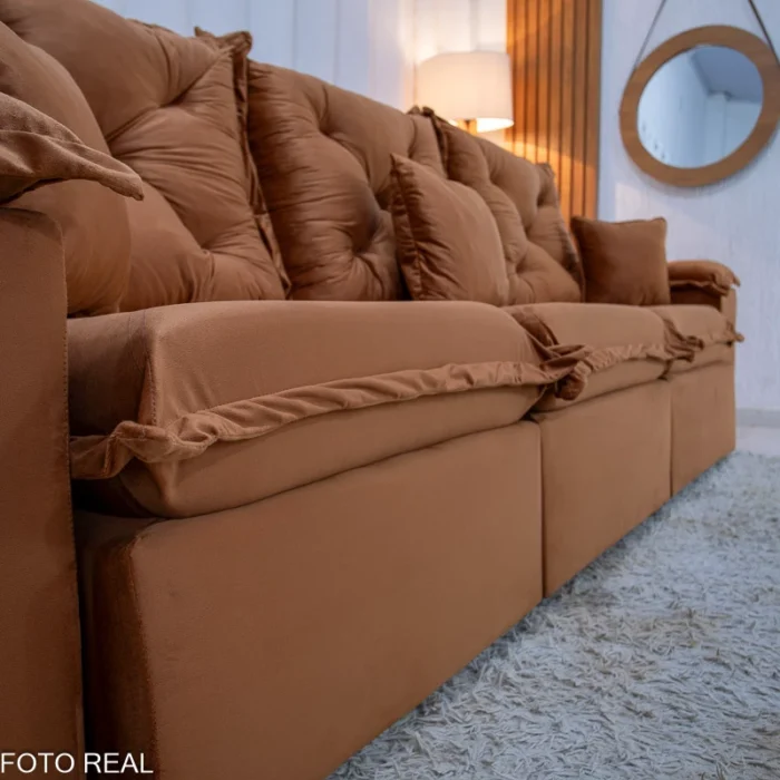 Sofá Retrátil Reclinável Porto Madri 2.70m Veludo Terracota - D28 Pró Aditivada(rufer) - Imagem 3