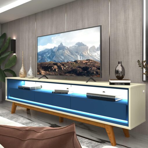 Rack até 75″ Requinte 212 Off White/Azul – GELIUS-total