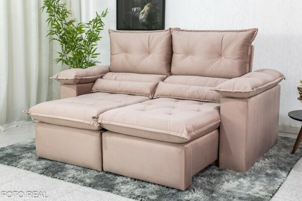 Sofá Retrátil Reclinável 1.80m Santorine Veludo Rose 25