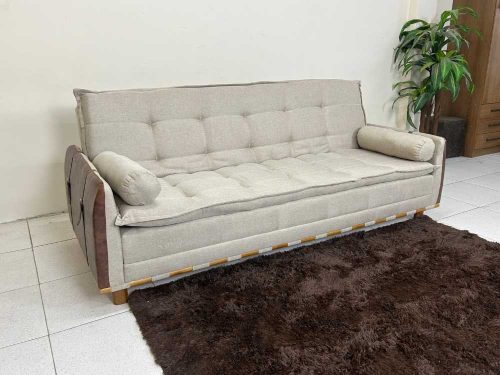 Sofá Cama Berlim 2.11m – Bege/Marrom Linho-lord