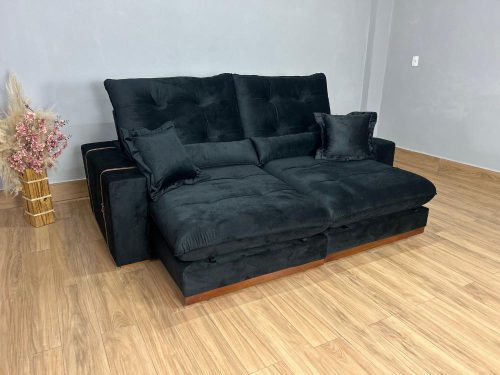 Sofá Retrátil e Reclinável Toronto 2.30m – Preto Veludo(rufer)