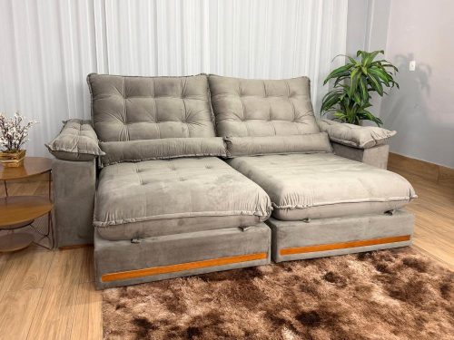 Sofá Retrátil e Reclinável Istambul 2.30m – Capuccino Veludo..L