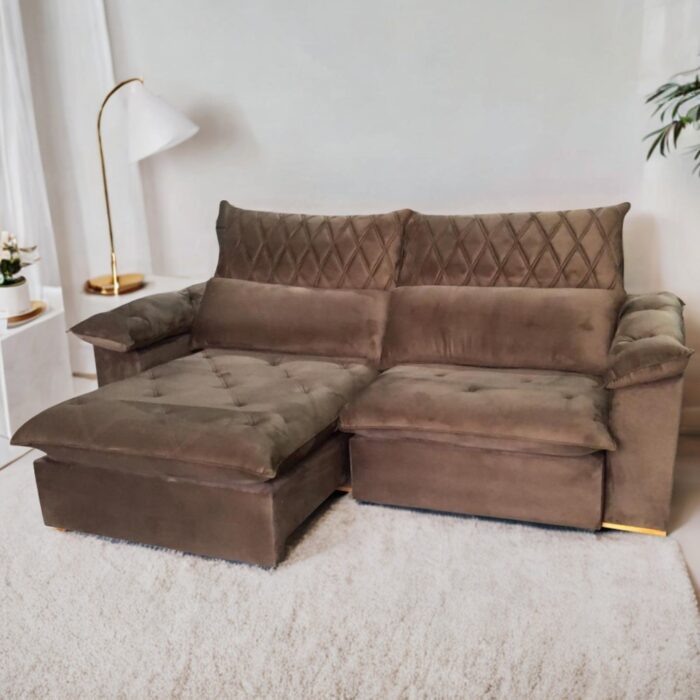Sofá Retrátil e Reclinável Arezzo 2,50 m Veludo – ARJAN DECOR (tt)