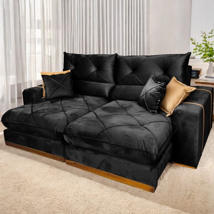 Sofá Retrátil Reclinável Gran Bello 2.00m Veludo - D33 e Molas Ensacadas (ruffer) - Imagem 8