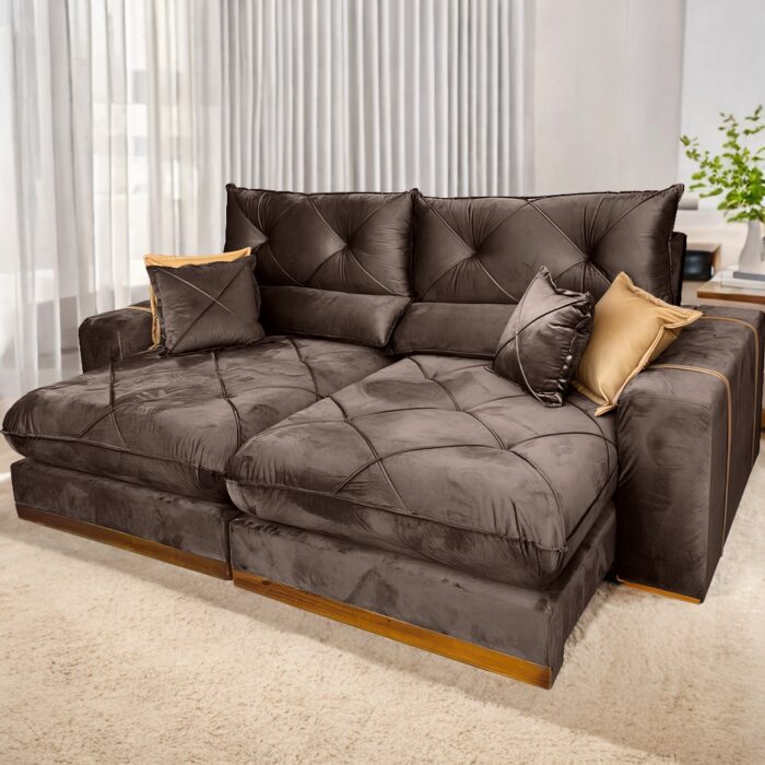Sofá Retrátil Reclinável Gran Bello 2.00m Veludo - D33 e Molas Ensacadas (ruffer) - Imagem 6