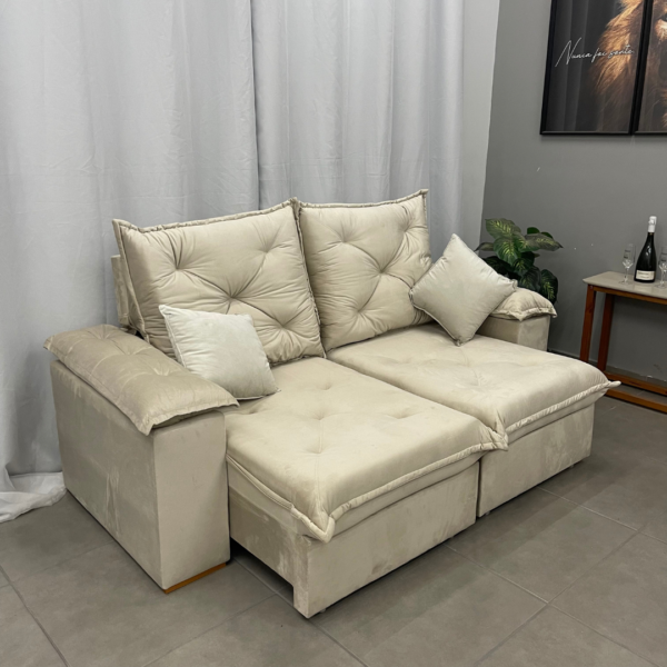 Sofá Porto Madero 3 Lugares Retrátil e Reclinável 200cm Tecido Veludo Imperial Decor (premier)