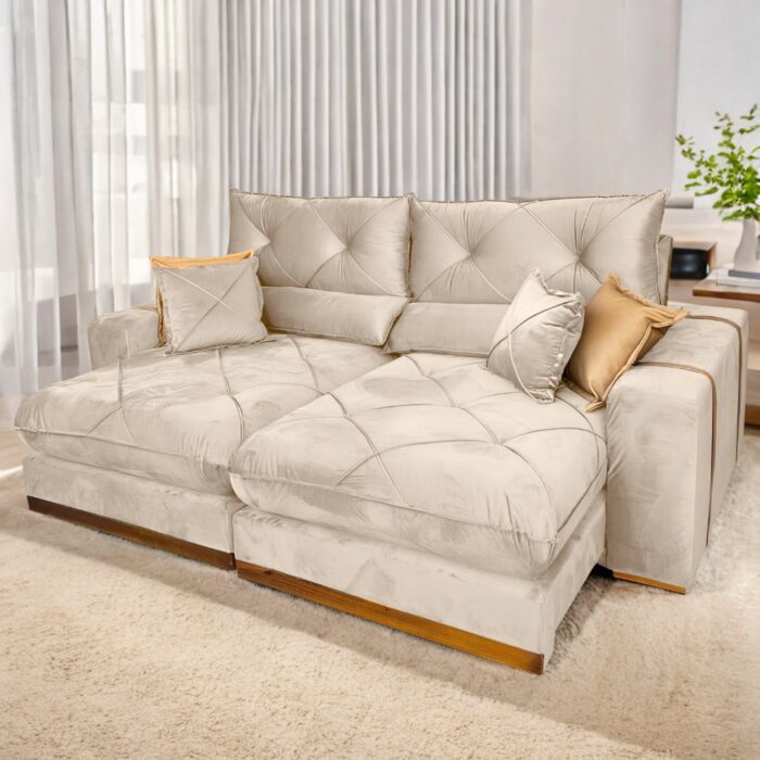 Sofá Retrátil Reclinável 2.30m Gran Bello Veludo Marrom – D33 e Molas Ensacadas - Imagem 14