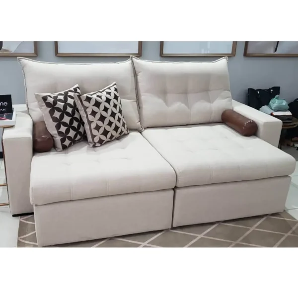 Sofá Home 220cm 4 Lugares Retrátil e Reclinável Tecido Linho Innove Estofados (premier)