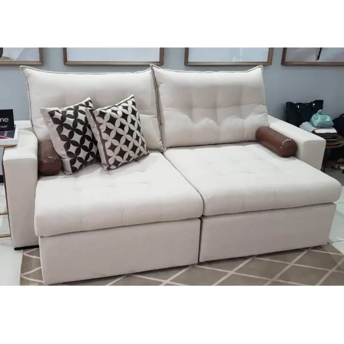 Sofá Home 220cm 4 Lugares Retrátil e Reclinável Tecido Linho Innove Estofados (premier)