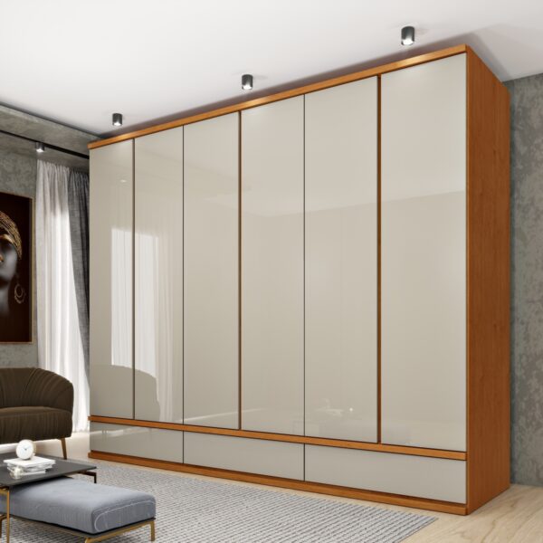 Guarda-Roupa 6 Portas Esparta 2,70 m Cinamono/Off White – TCIL-total